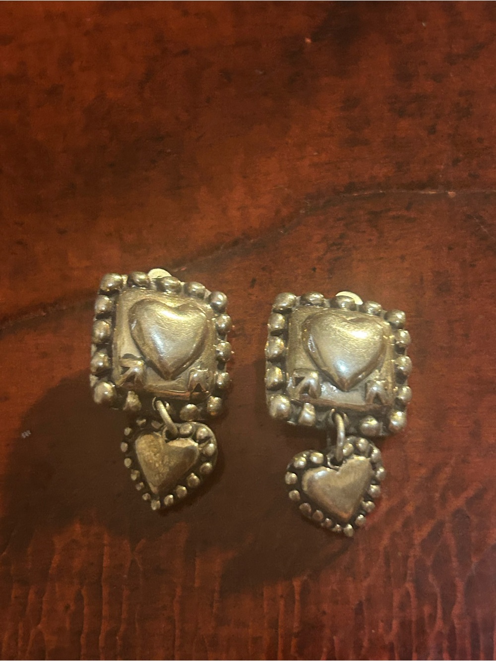 DLM DIAN MALOUF STERLING SILVER CLIP-ON HEART EARRINGS
